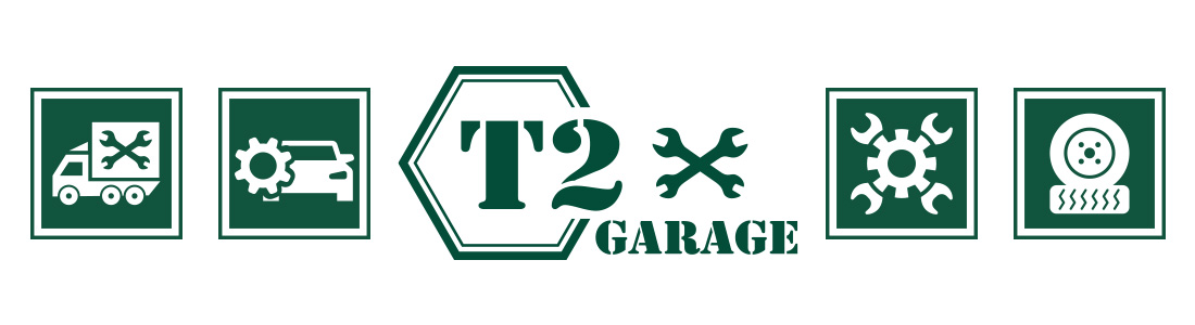 T2ガレージのロゴマークとイメージ写真
